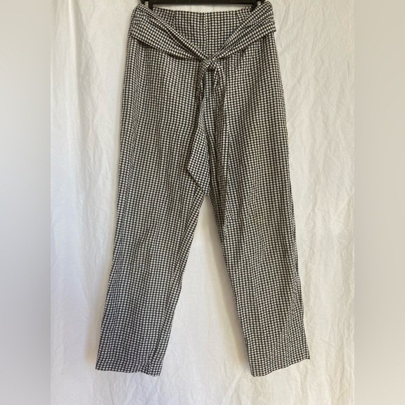 Free People Checkered Pant with Tie and Zipper Size 2 - Picture 2 of 11